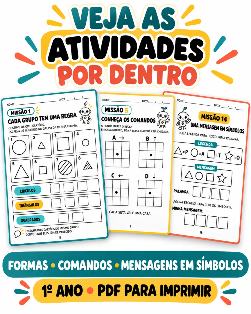 Computação Desplugada para o 1º Ano — 16 Missões de Algoritmos em PDF — imagem 2