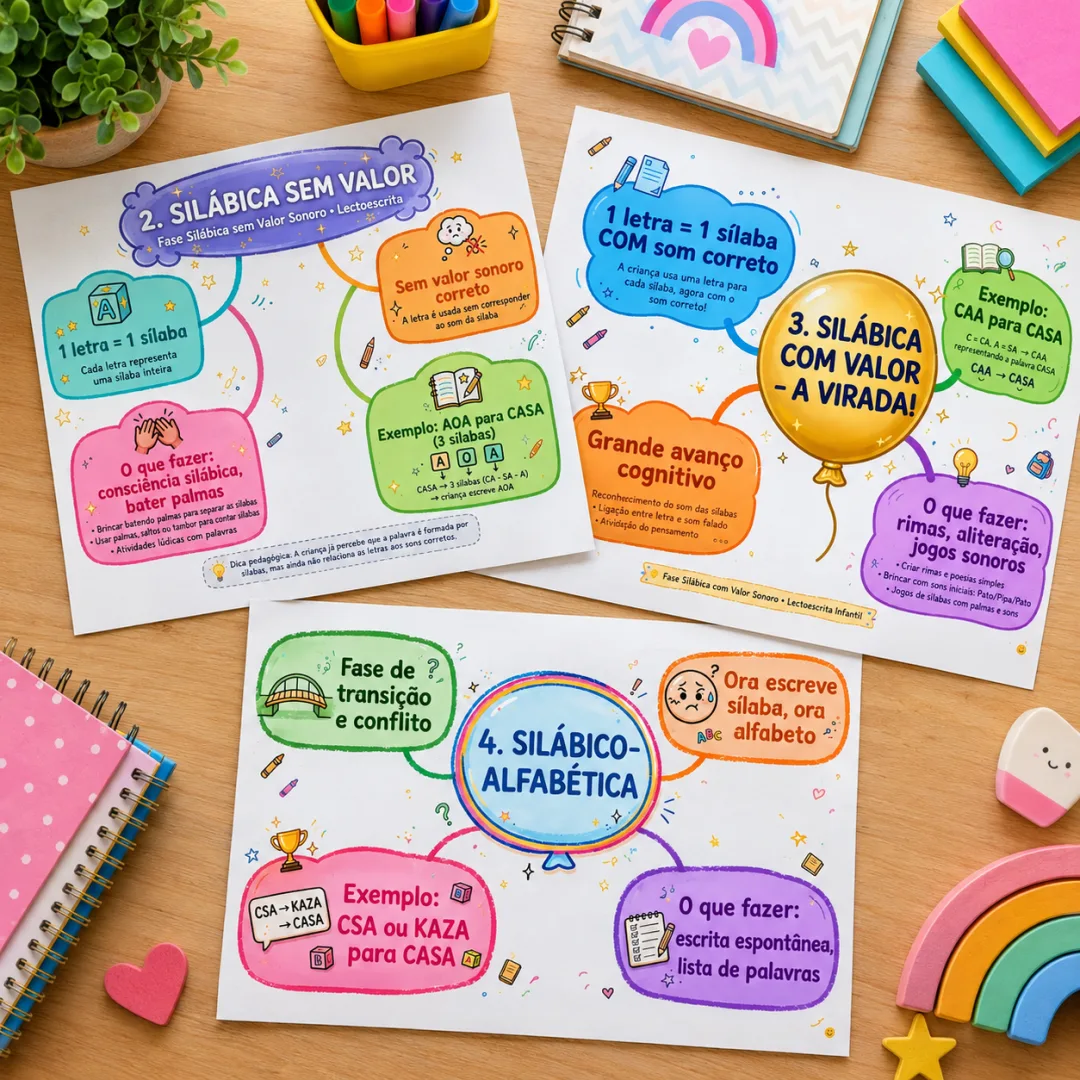 Kit Completo de Alfabetização em PDF: Mapas Mentais das Hipóteses de Escrita, Atividades, Fichas de Listagem e Alfabeto  — imagem 2