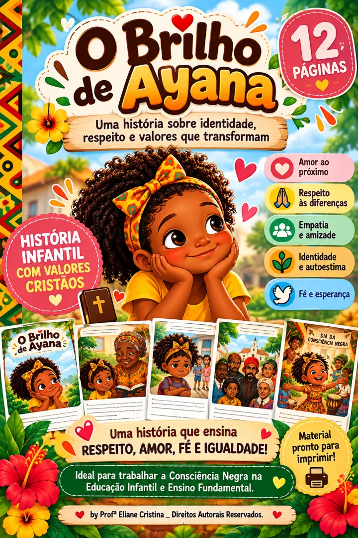 Consciência Negra - Historinha O Brilho de Ayana - Educação Infantil PDF 12 páginas — imagem 2