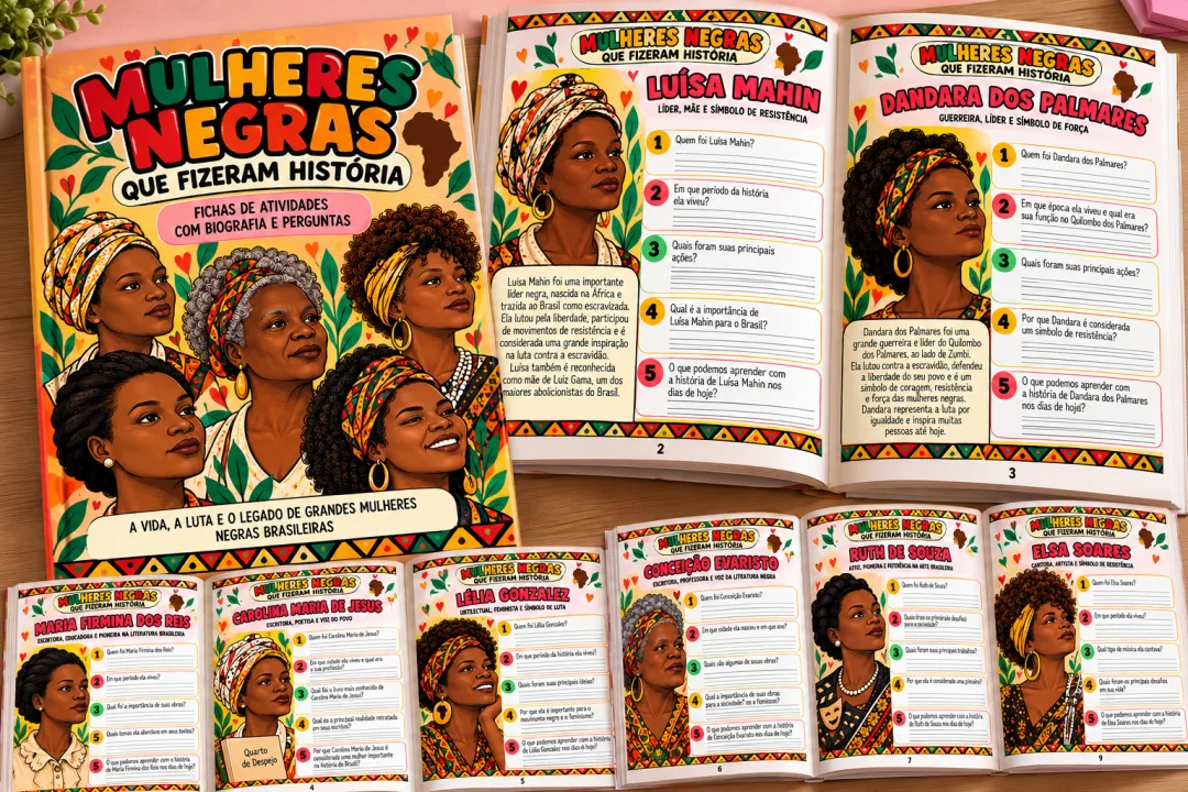 Consciência Negra: Mulheres Negras Que Fizeram História — Fichas de Conhecimento e Atividades de Interpretação em PDF — imagem 3