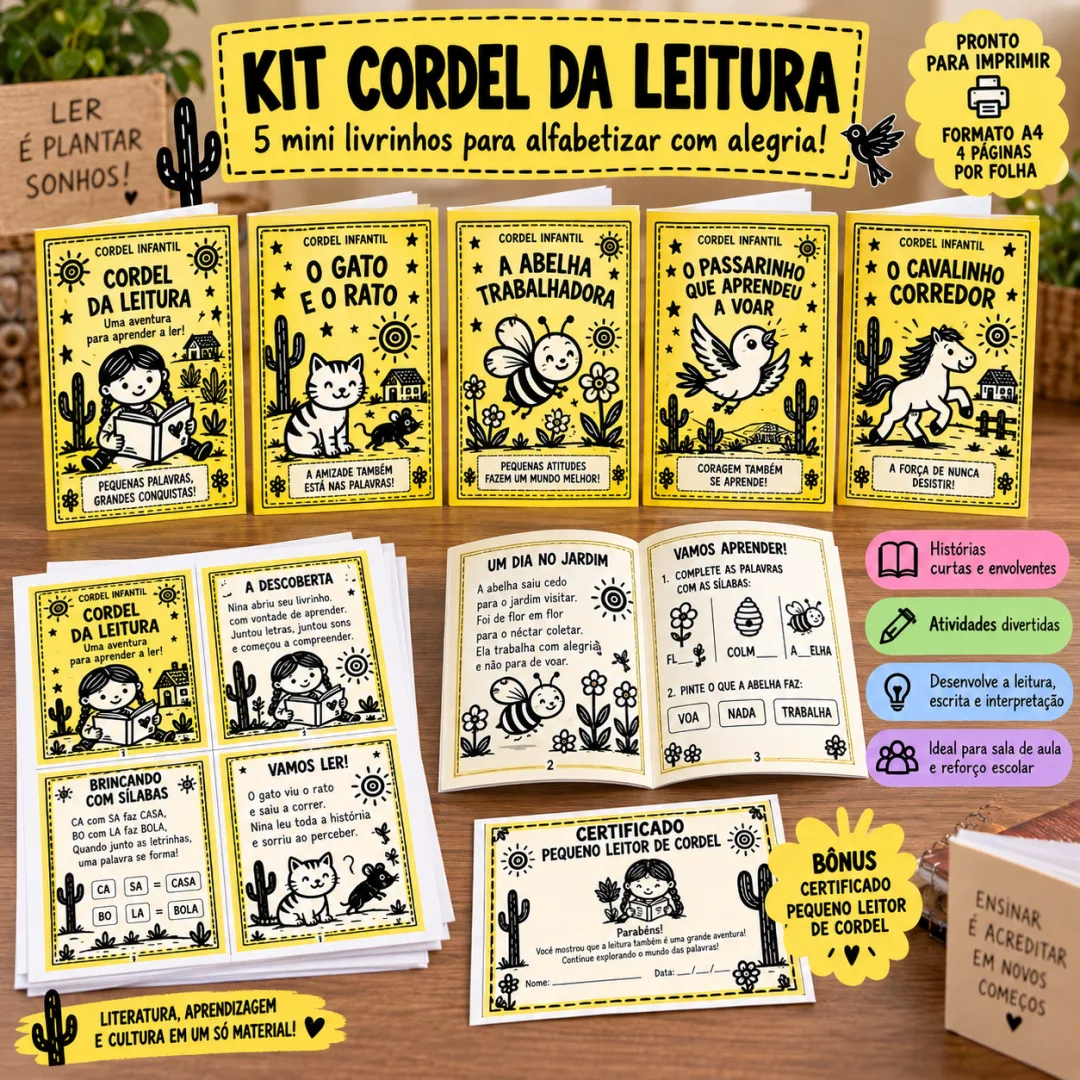 Cordel da Leitura – 5 Mini Livrinhos para Alfabetização em PDF — imagem 3