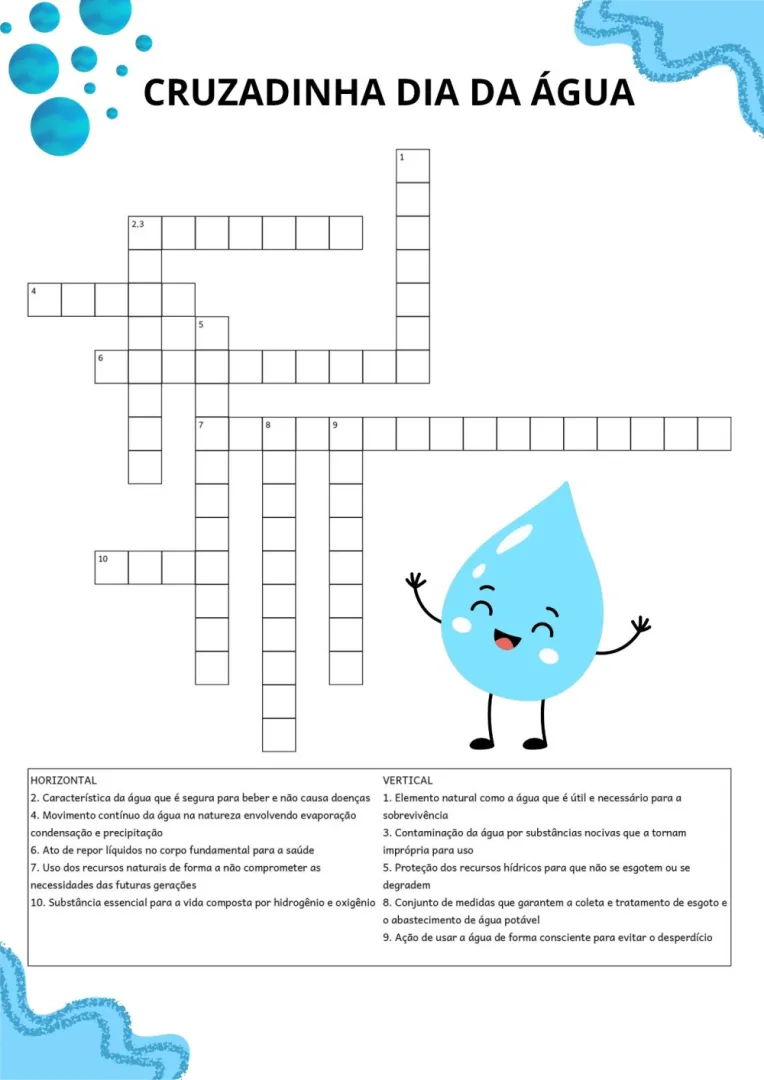 Cruzadinha Dia da Água — Pronto para Imprimir — imagem 2