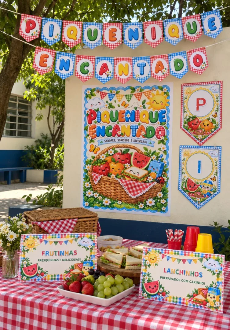 Decoração Piquenique Infantil Painel e Toppers PDF — imagem 5