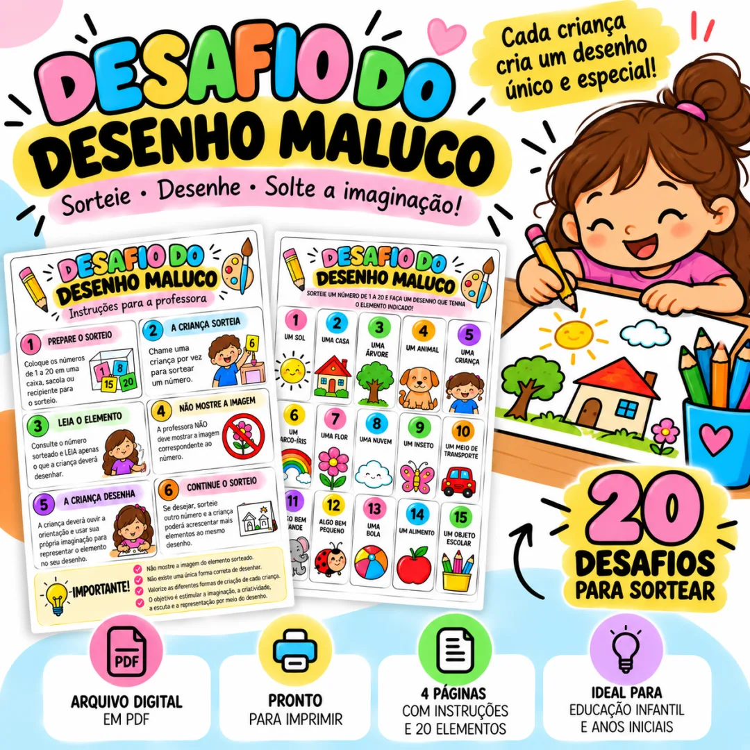 🎨 DESAFIO DO DESENHO MALUCO - Artes - Educação infantil  — imagem 2