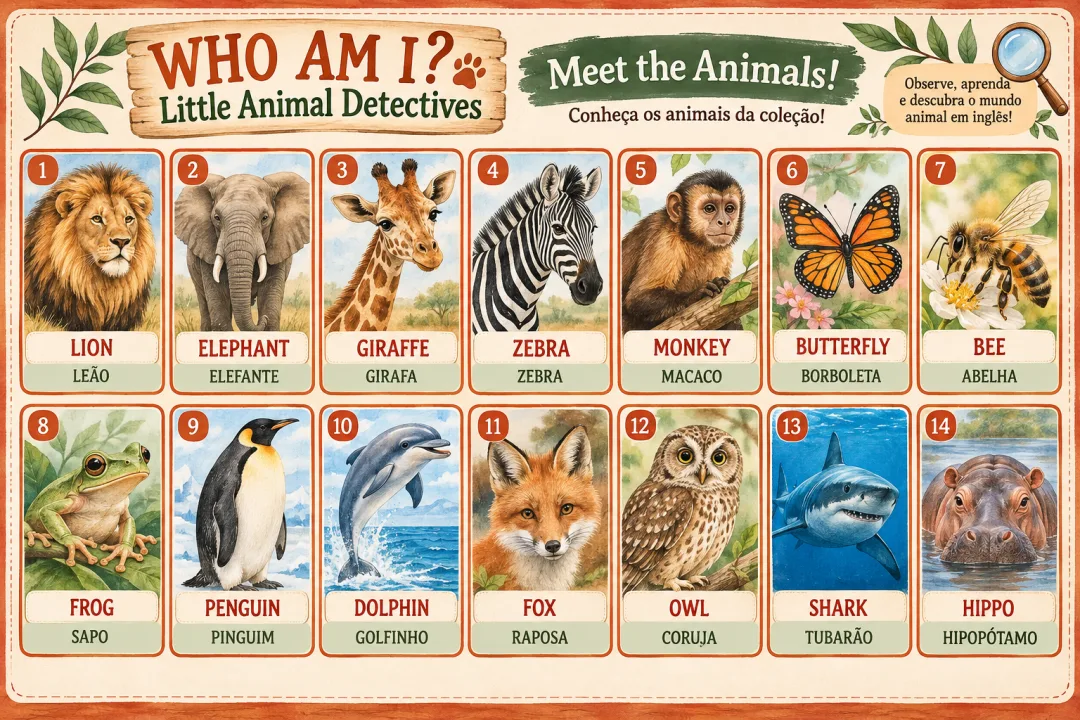 Descubra o Animal! Jogo de Adivinhação em Inglês com 14 Animais - Educação Infantil e Anos Iniciais PDF — imagem 6