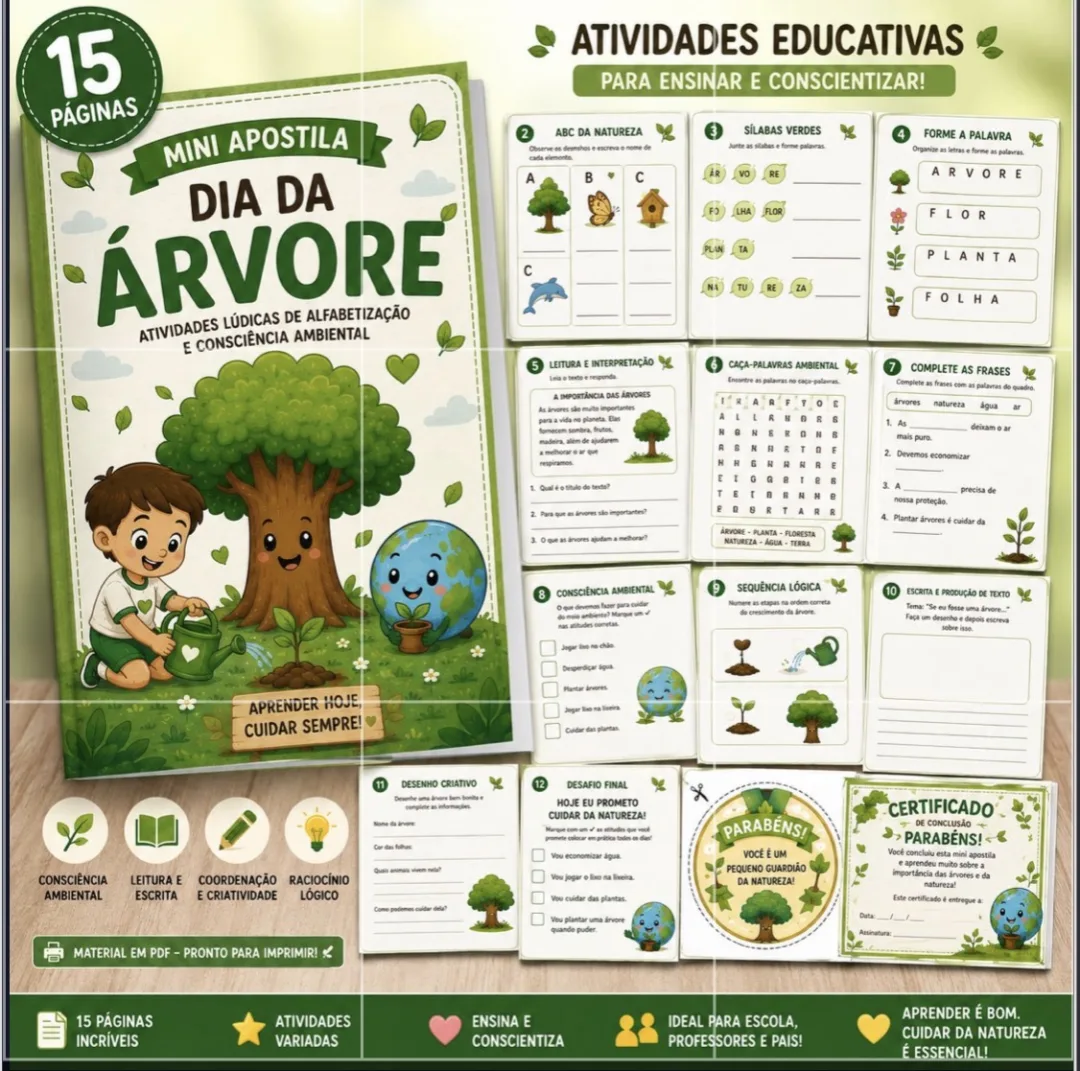 Dia da Árvore Atividades Lúdicas de Alfabetização e Consciência em PDF — imagem 3