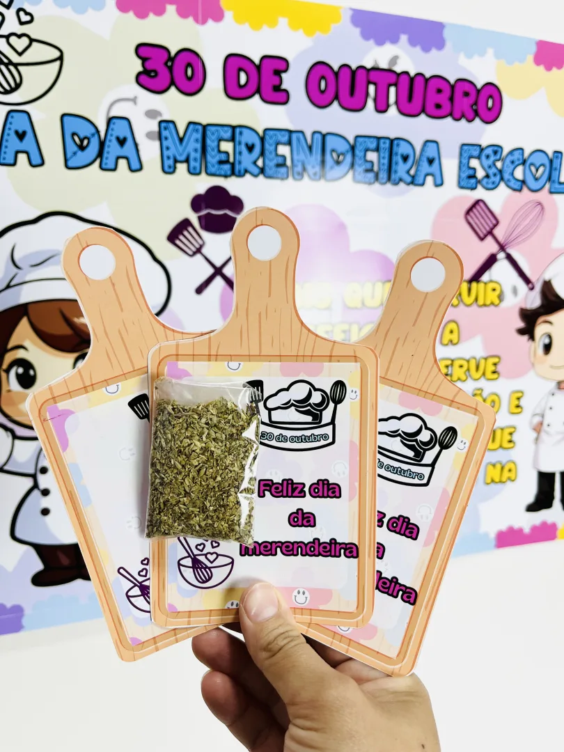 Dia da Merendeira – Painel Escolar com Lembrancinha de Temperos — imagem 3