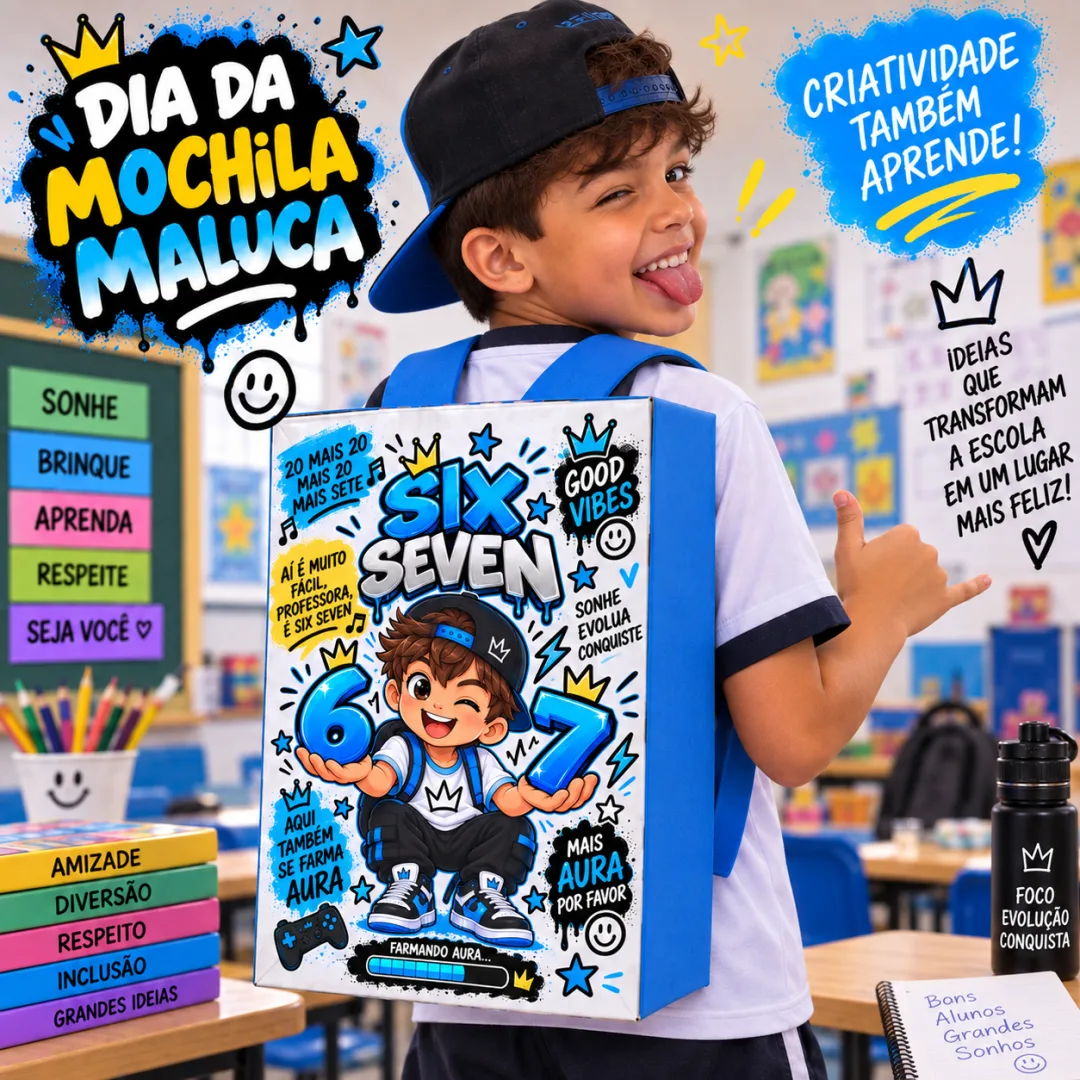 🎒DIA DA MOCHILA MALUCA – SIX SEVEN & FARMANDO AURA PARA MENINOS👦🏻!😎 — imagem 2