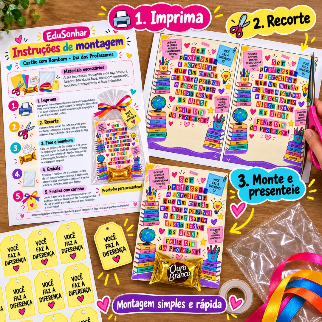 Dia dos Professores - Cartão para Bombom PDF (Ed. Infantil ao EM) — imagem 4