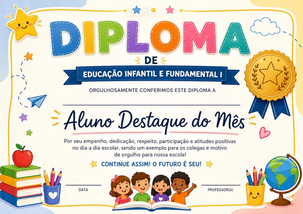 Diploma Aluno Destaque — Pronto para Imprimir — imagem 2
