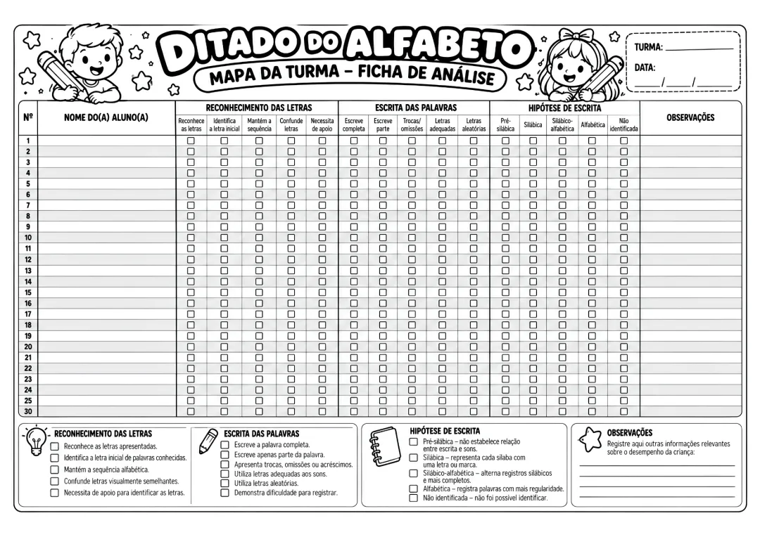 Ditado do Alfabeto com Cartinhas e Atividades de Escrita para Alfabetização em PDF — imagem 6