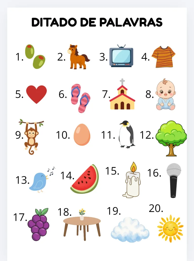 Ditados Visuais | Atividade de Alfabetização – Escreva o Nome das Figuras — imagem 4