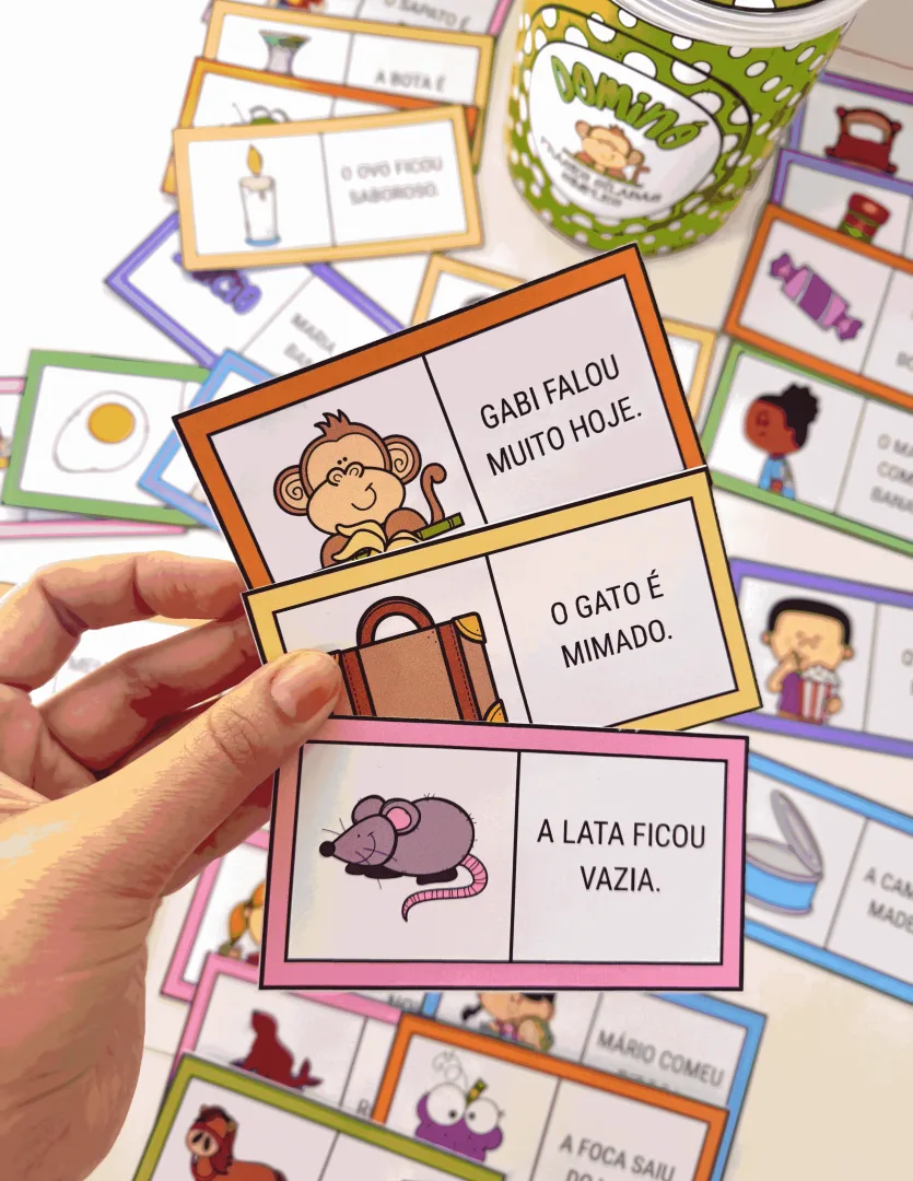 Dominó de Frases – Sílabas Simples | Alfabetização | PDF — imagem 2