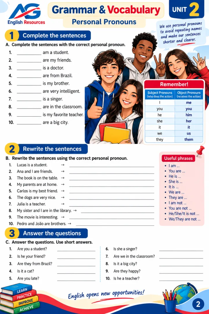 English Workbook 60 - 60 atividades de inglês nível A1 e A2 - ensino fundamental II - formato PDF — imagem 4
