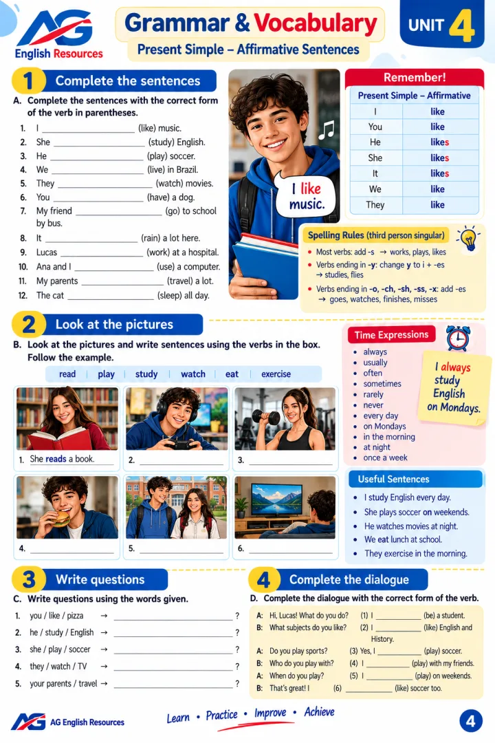 English Workbook 60 - 60 atividades de inglês nível A1 e A2 - ensino fundamental II - formato PDF — imagem 6