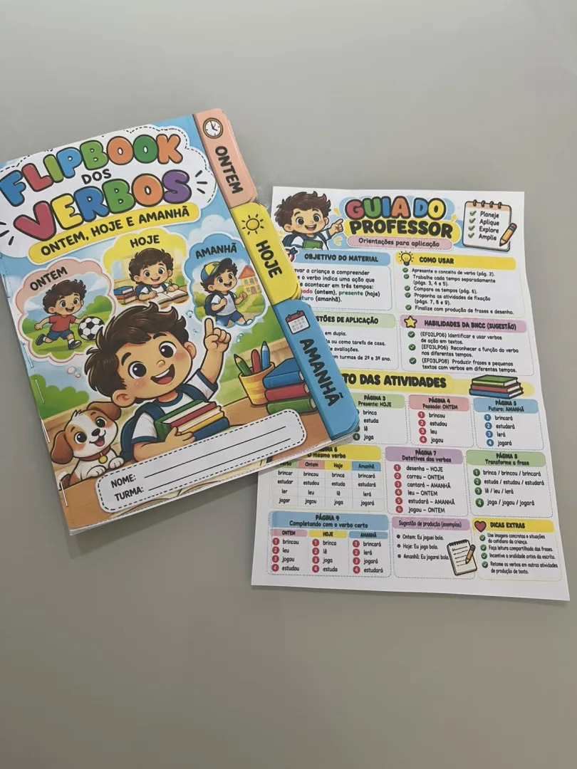 Flipbook dos Verbos – Atividade de Tempos Verbais: Passado, Presente e Futuro em PDF para 2º e 3º Ano — imagem 5