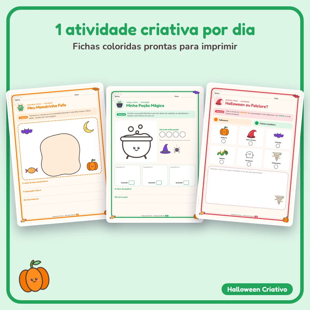 Halloween Criativo: Planejamento Semanal + 5 Atividades para Educação Infantil (4 e 5 anos) BNCC com Dia do Saci em PDF — imagem 4