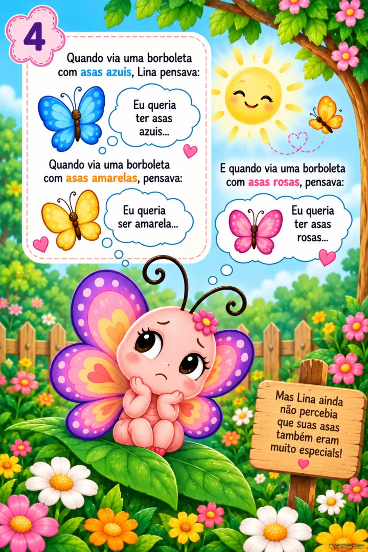 História Infantil: Lina, a Borboletinha que Aprendeu a Ser Feliz | PDF — imagem 3