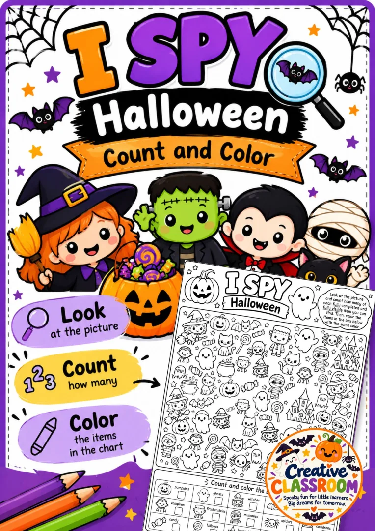I Spy Halloween Atividade de Contagem 1º a 5º Ano Pdf — imagem 2