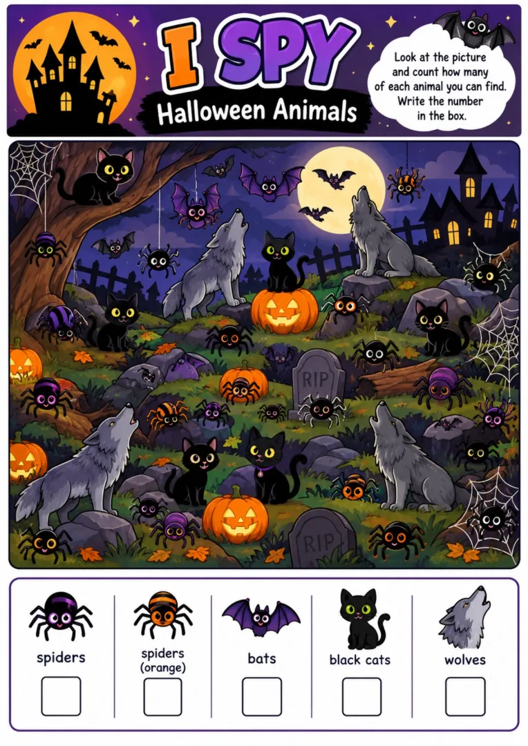 I Spy Halloween Atividade de Contagem 1º a 5º Ano Pdf — imagem 3