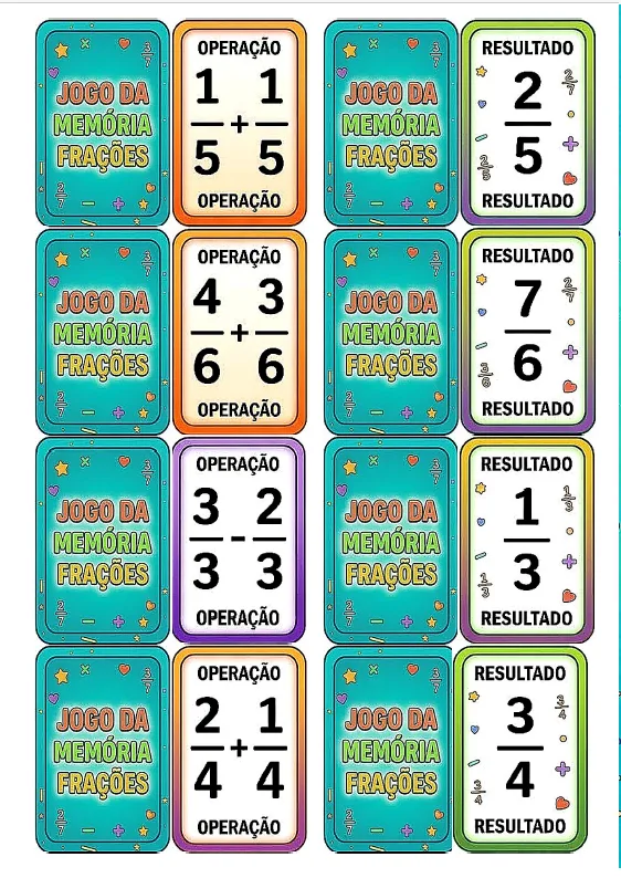 Jogo com operações de frações para alunos do 5º ano em pdf — imagem 2