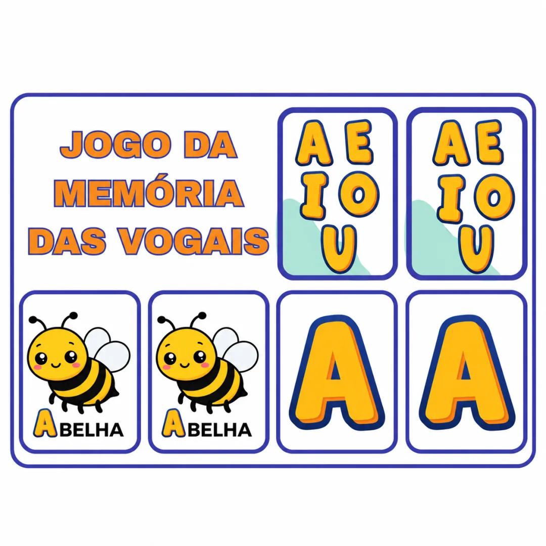 JOGO DA MEMÓRIA DAS VOGAIS ALFABETIZAÇÃO.  — imagem 3