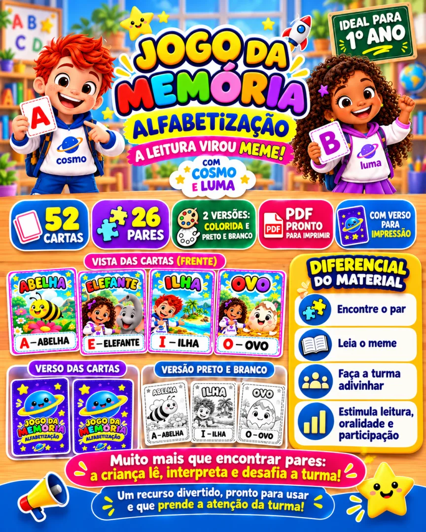 Jogo da Memória – A Leitura Virou Meme Alfabetização – 1º Ano 2°ANO e 3°ano em pdf — imagem 2