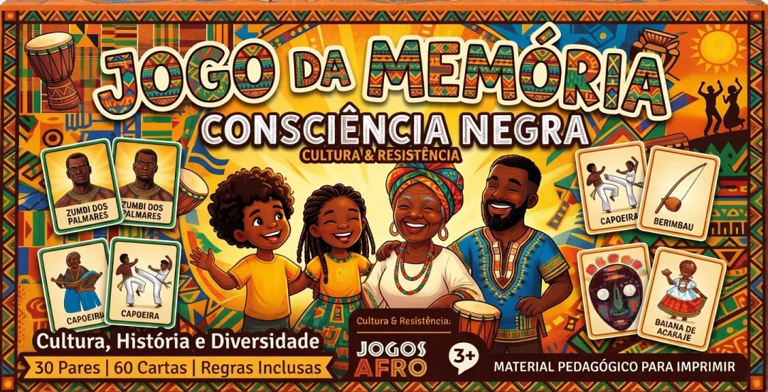 JOGO da MEMÓRIA CONSCIÊNCIA NEGRA- Educação Infantil (com Mediação) e 1º ao 5º Ano. em PDF — imagem 3