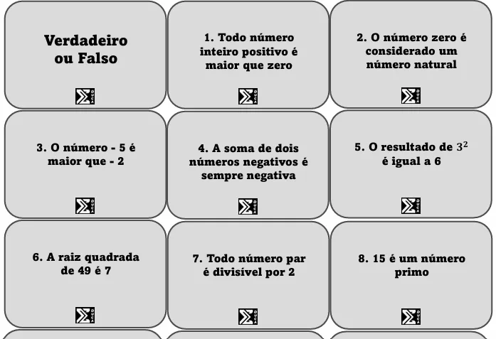 Jogo em PDF Verdadeiro ou Falso da Matemática - Ensino Fundamental — imagem 2