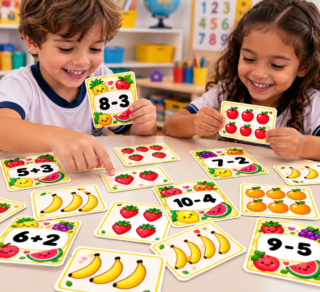 Jogo da Memória Matemática com Frutinhas — Adição e Subtração em PDF — imagem 2