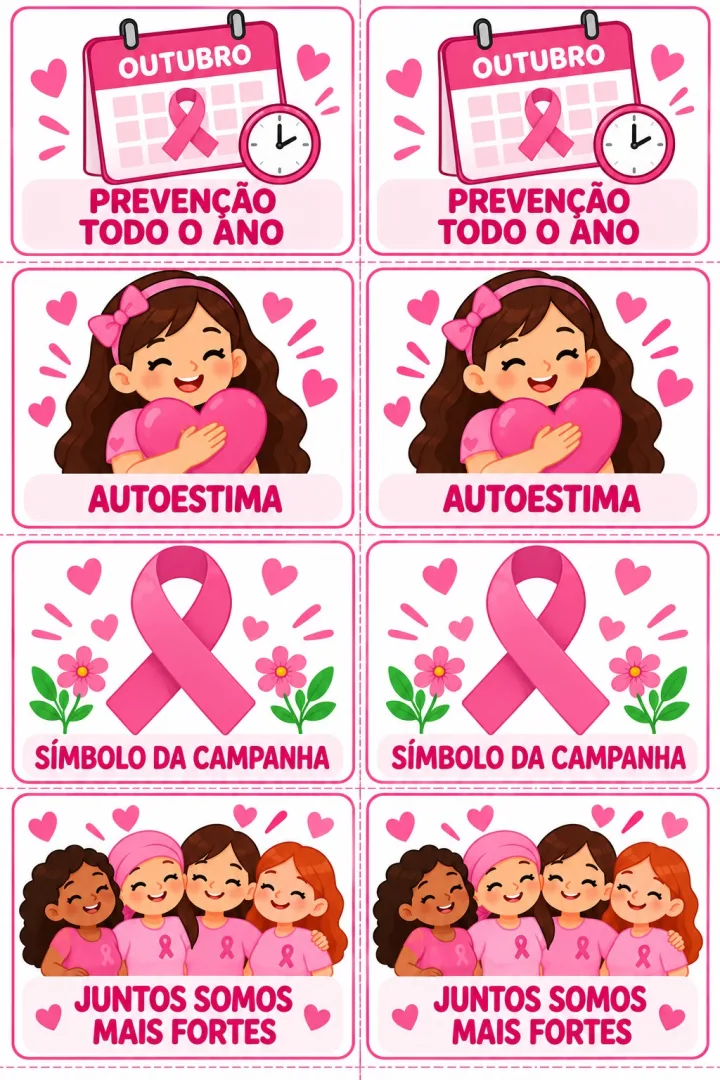 Jogo da Memória Outubro Rosa - Educação Infantil - PDF — imagem 6