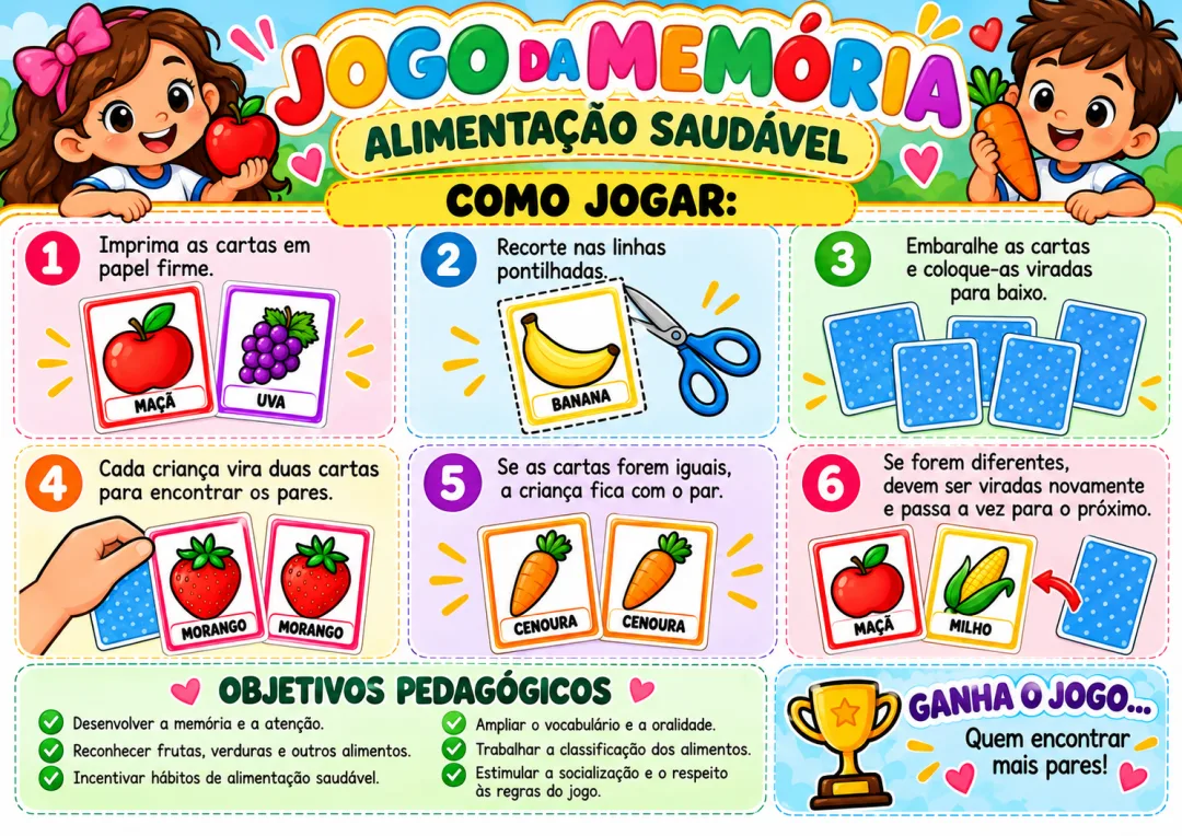 Jogo da Memória Alimentação Saudável - Educação Infantil - PDF — imagem 3