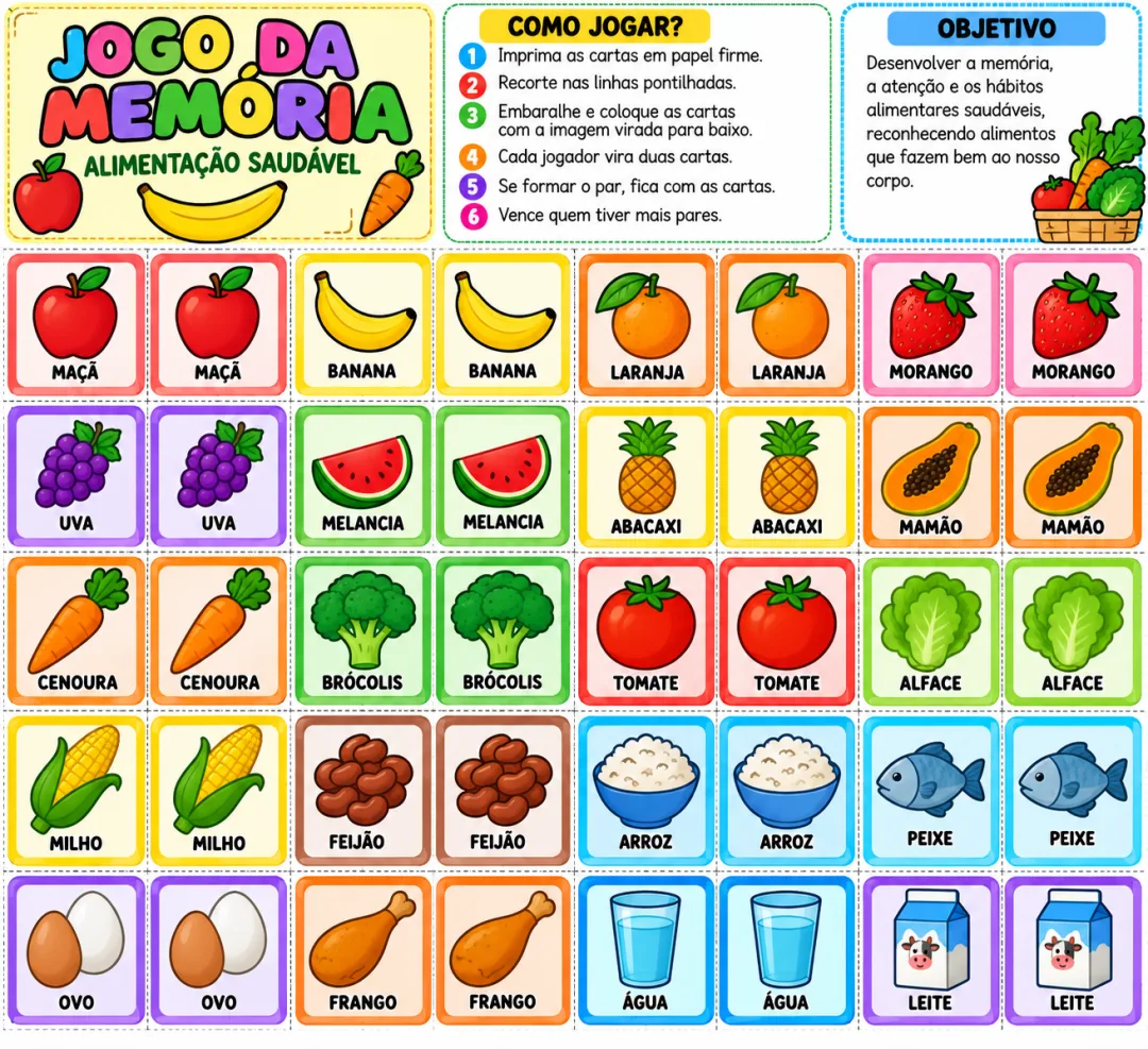 Jogo da Memória Alimentação Saudável - Educação Infantil - PDF — imagem 4