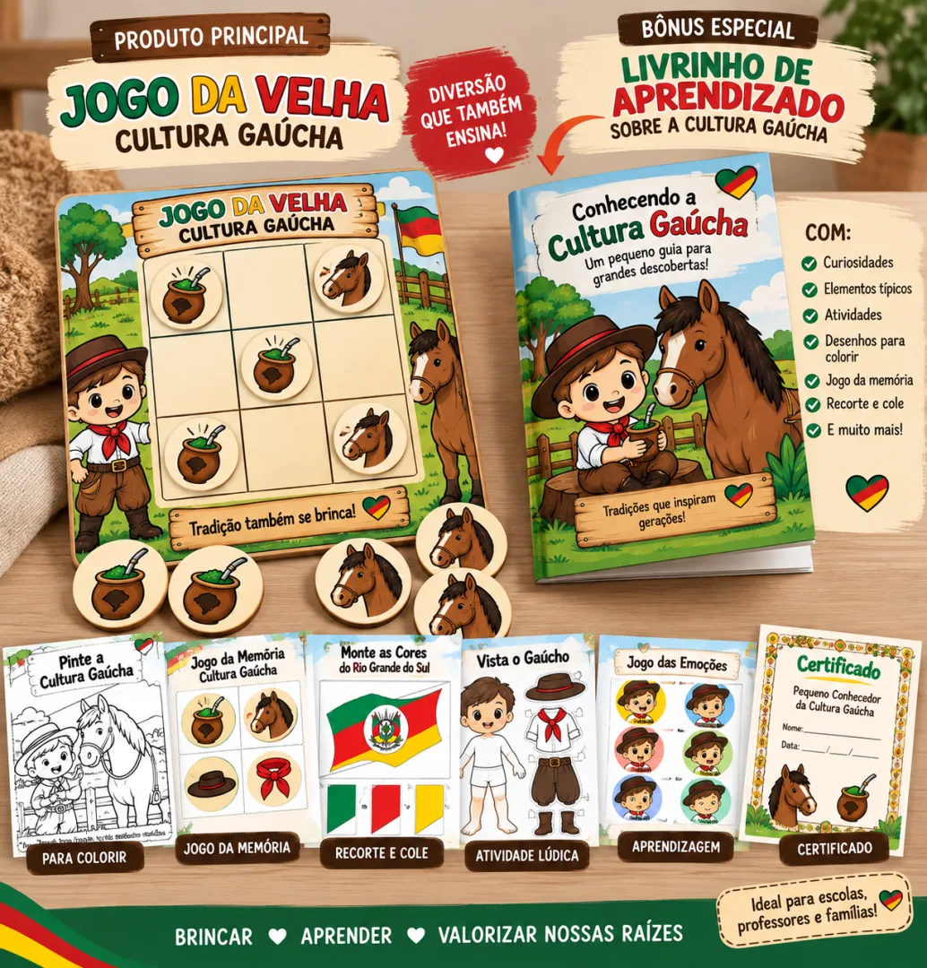 Jogo da Velha da Cultura Gaúcha — Atividade para Imprimir — imagem 2