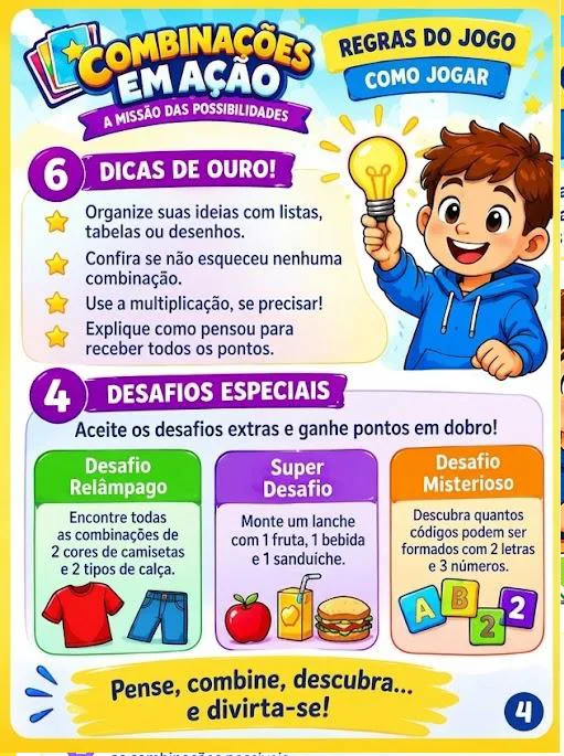 Jogo de Combinatória: Possibilidades e a Multiplicação em pdf 5º ano — imagem 3