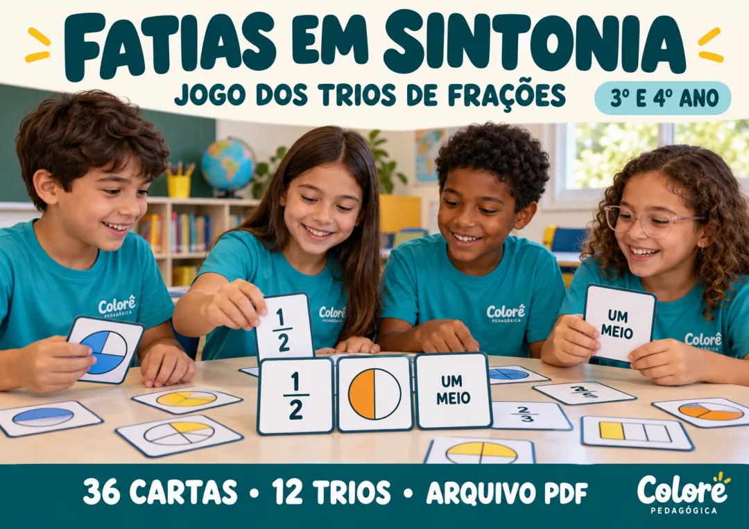 Jogo de Frações para Imprimir 3º e 4º Ano — 36 Cartas — imagem 3
