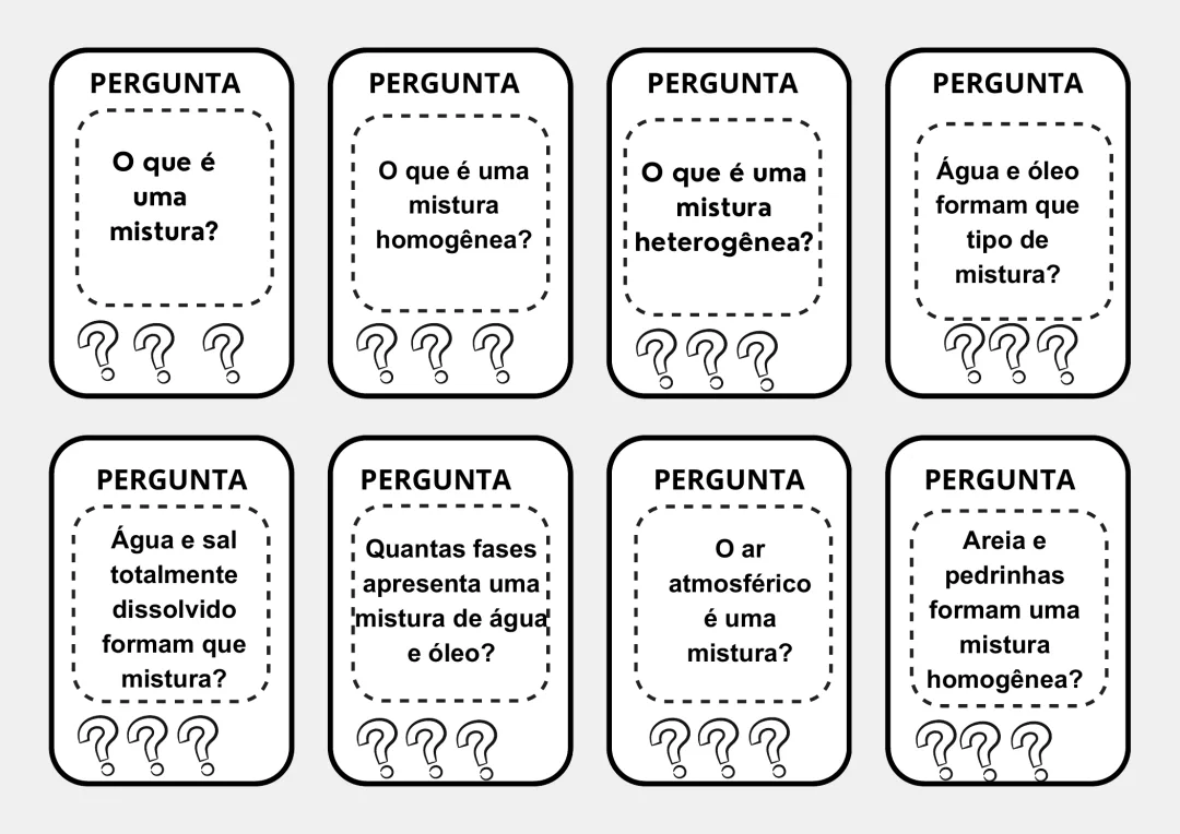 Jogo Desafio das Misturas: Ciências 6º Ano 40 Cartas em PDF para Imprimir — imagem 2