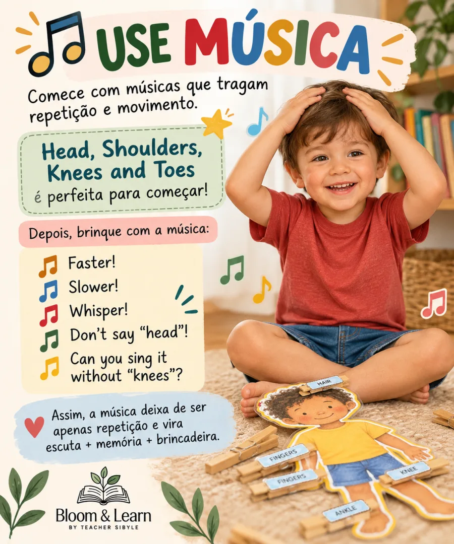 Jogo Nomear partes do corpo em português e inglês. Educação Infantil e Anos iniciais PDF — imagem 3