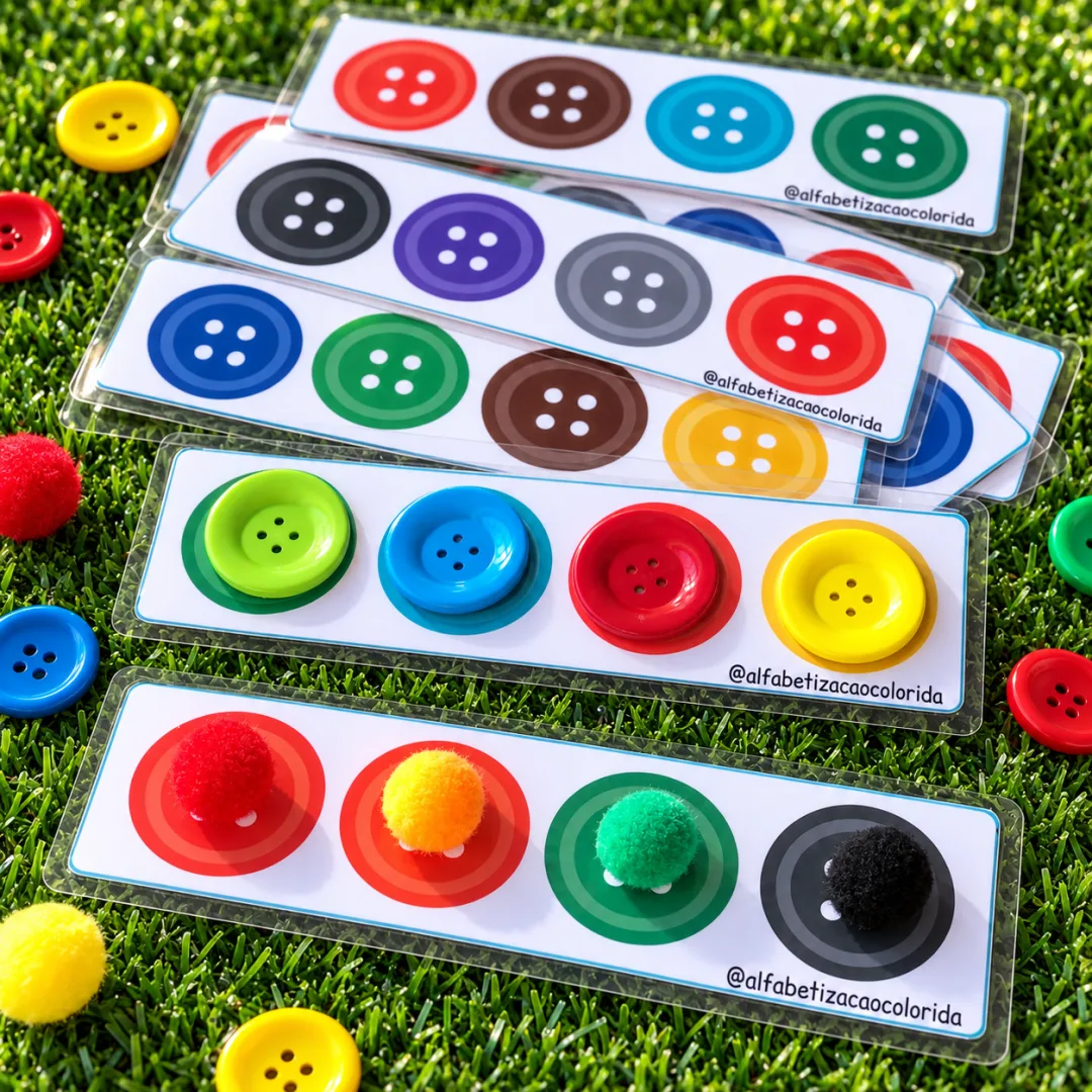 Jogo Pareamento de Botões e Cores em PDF – Atividade de Coordenação Motora e Percepção Visual — imagem 5