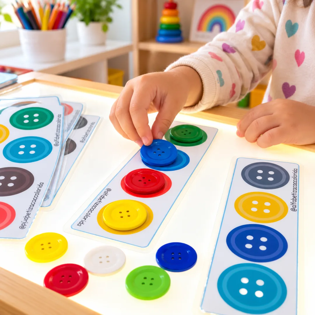 Jogo Pareamento de Botões e Cores em PDF – Atividade de Coordenação Motora e Percepção Visual — imagem 6