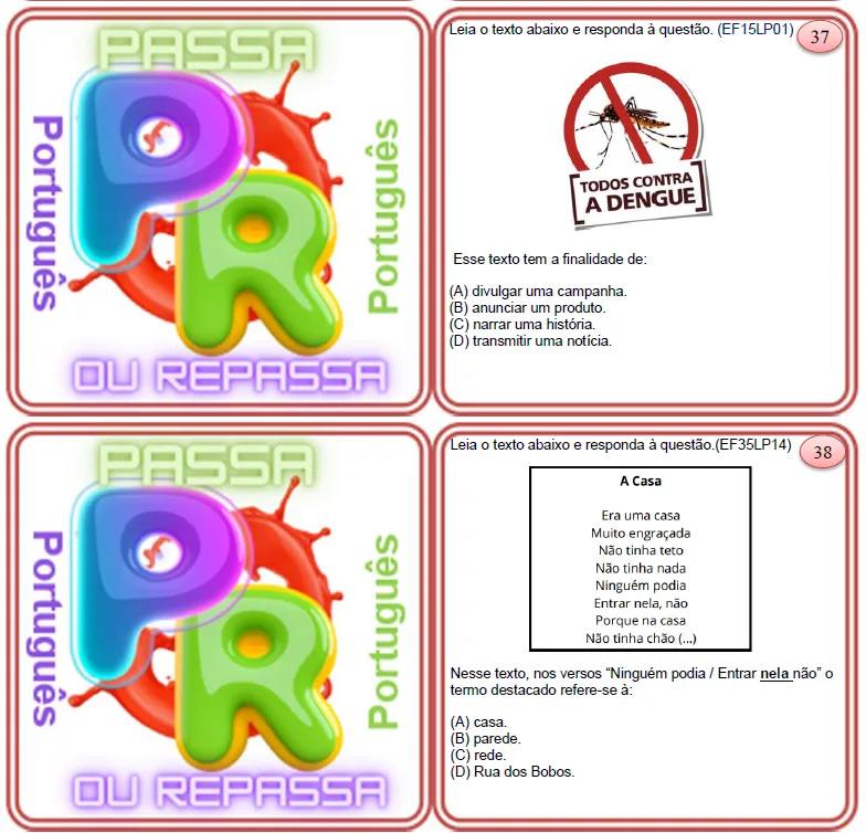 Jogo Passa ou Repassa de português - Saresp 5º ano em pdf — imagem 2