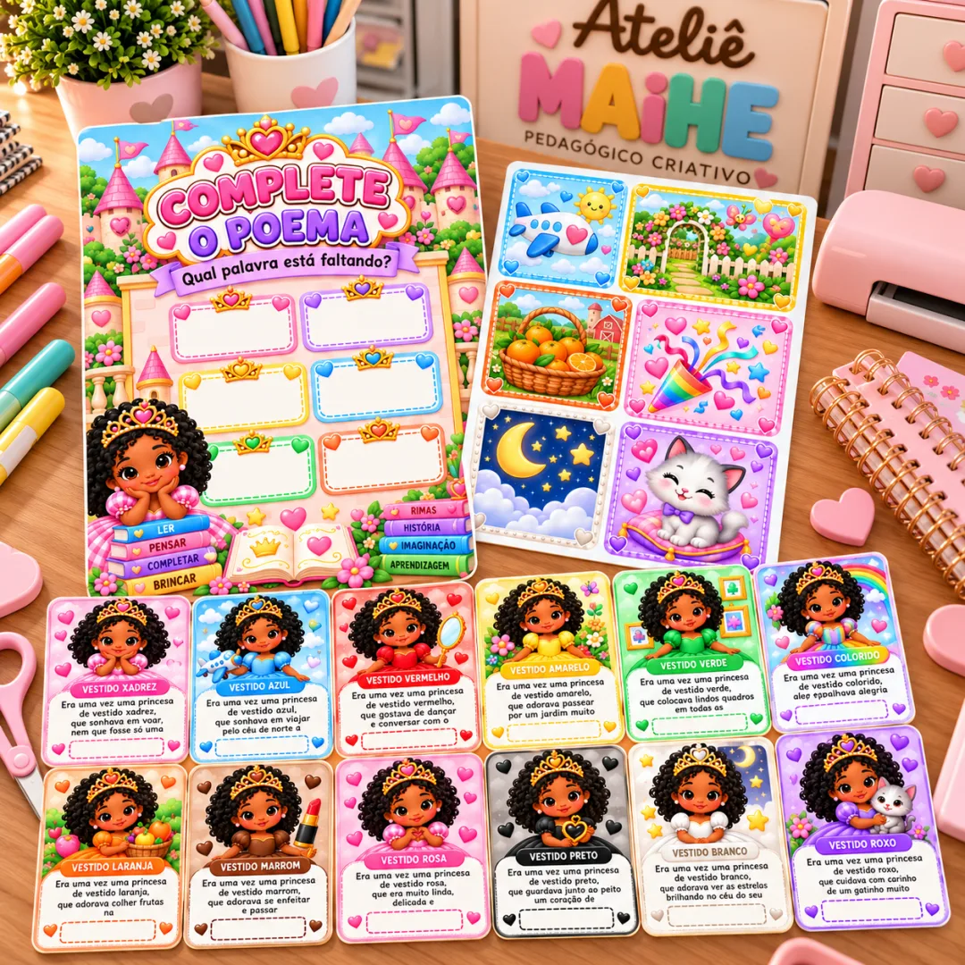 Jogo Pedagógico Complete O Poema — A Princesa Do Vestido Xadrez - Educação Infantil - Arquivo Digital — imagem 2