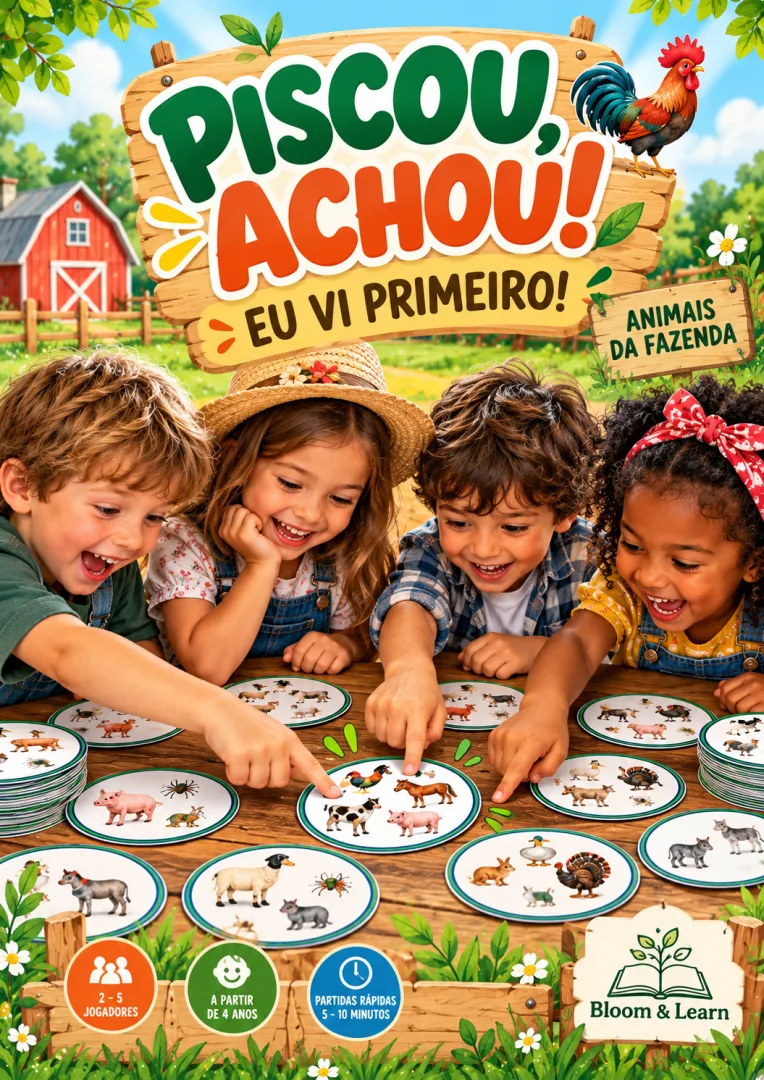 Jogo Piscou, Achou! - Animais da fazenda - Encontre os pares - Educação Infantil PDF — imagem 2