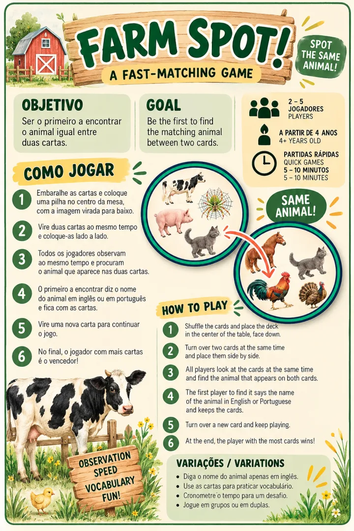 Jogo Piscou, Achou! - Animais da fazenda - Encontre os pares - Educação Infantil PDF — imagem 3