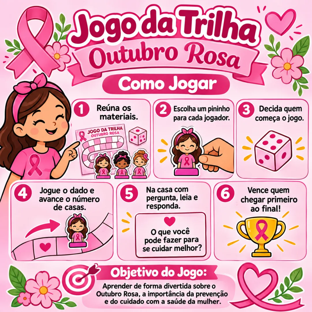 Jogo Trilha Outubro Rosa - Educação Infantil - PDF — imagem 2