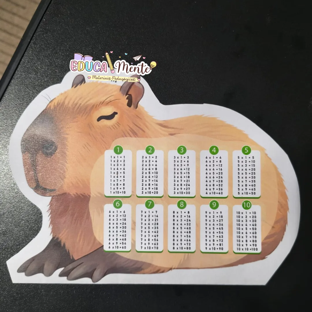 🤎 KIT 2 em 1 PARA CADERNO: ALFABETO ➕TABUADA CAPIVARA 🤎 — imagem 3