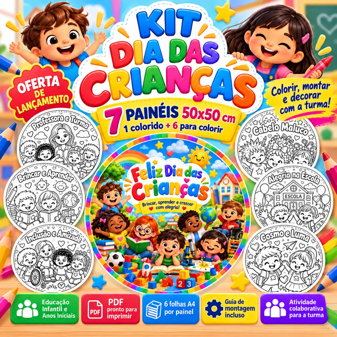 7 Painéis Dia das Crianças - Infantil e 1º ao 5º em PDF — imagem 3