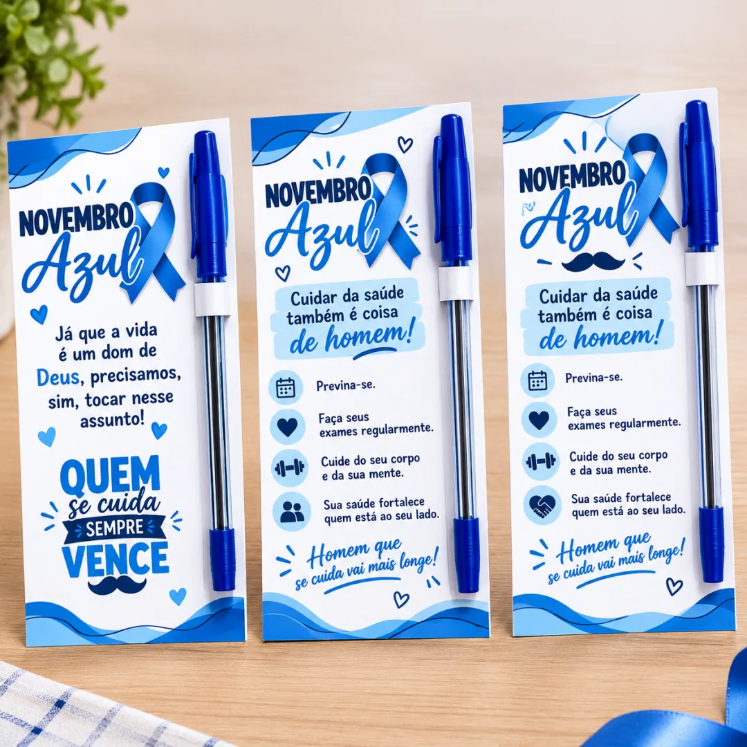 Kit 8 Tags Novembro Azul para Lembrancinhas - PDF para Imprimir — imagem 5