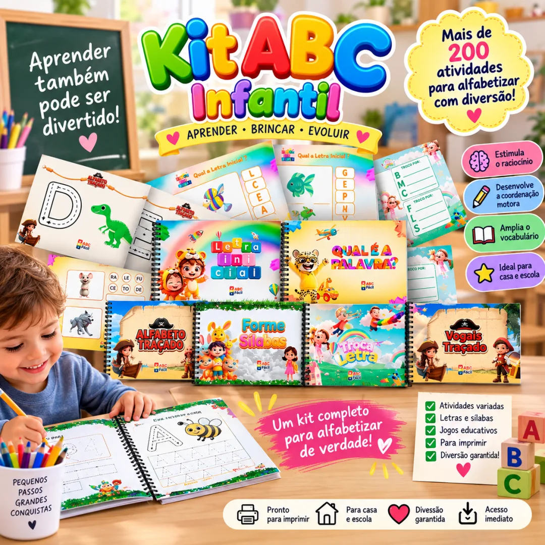 Kit ABC Infantil – Cadernos de Alfabetização para Professores e Crianças de 4 a 8 Anos Atividades para Imprimir — imagem 5