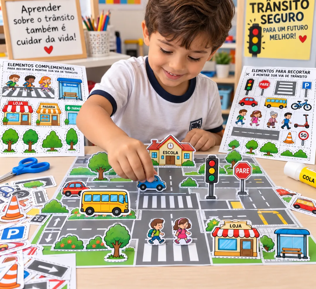 Kit Aprendendo no Trânsito — Atividades, Cards e Recorte e Monte em PDF — imagem 2